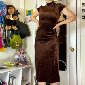 90s Midi Dress/ Velour Body Con